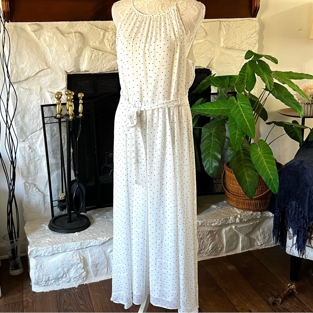 DKNY white and black polka dots spring summer sundress women’s size 14
